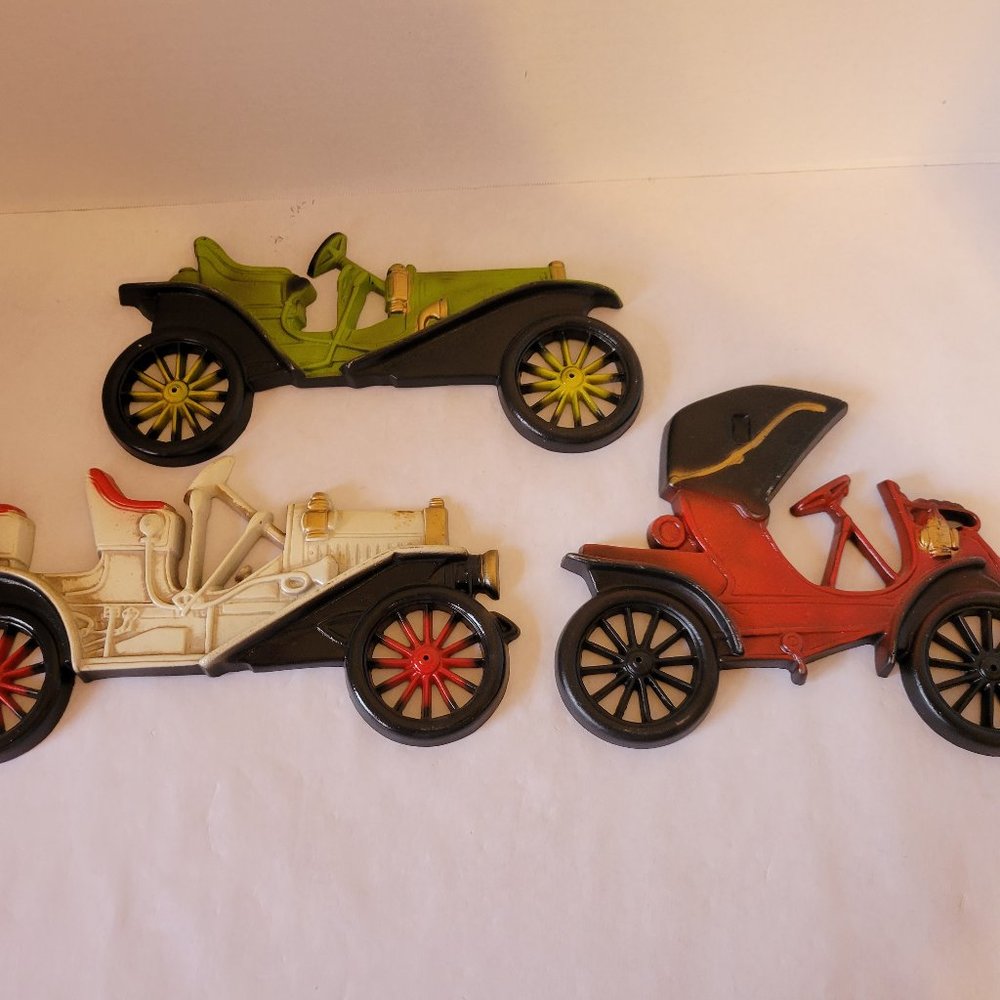 Vintage Midwest Cast Metal Antique Car Plaques